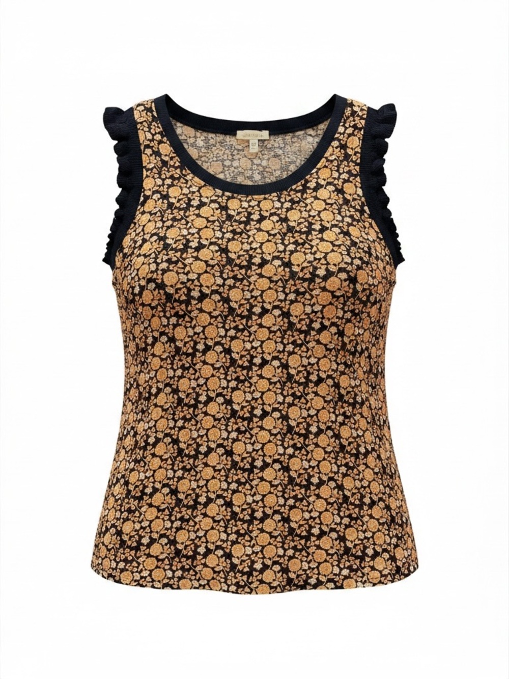 Sleeveless Floral Ruffle Trim Tank Top Ella Moss - Picture 1 of 5